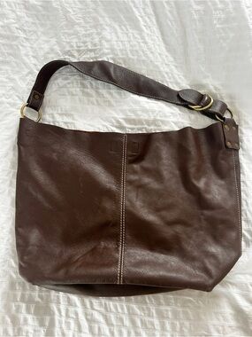 PRITZI Genuine Leather Large Hobo Bag Chocolate Brown Slouchy Boho Autumn